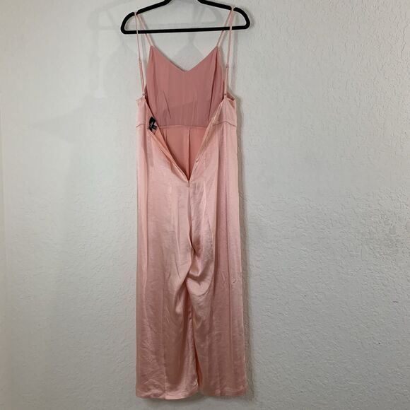 Lulus Turn the Spotlight On Jumpsuit M Satin Pastel Blush Wide Leg Crop Coquette - Picture 6 of 11